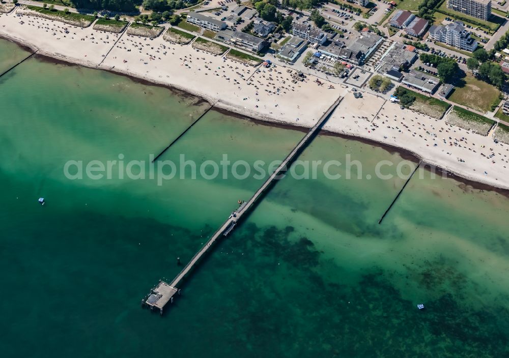 Aerial photograph Großenbrode - Pier on the beach in Grossenbrode in the state Schleswig-Holstein, Germany
