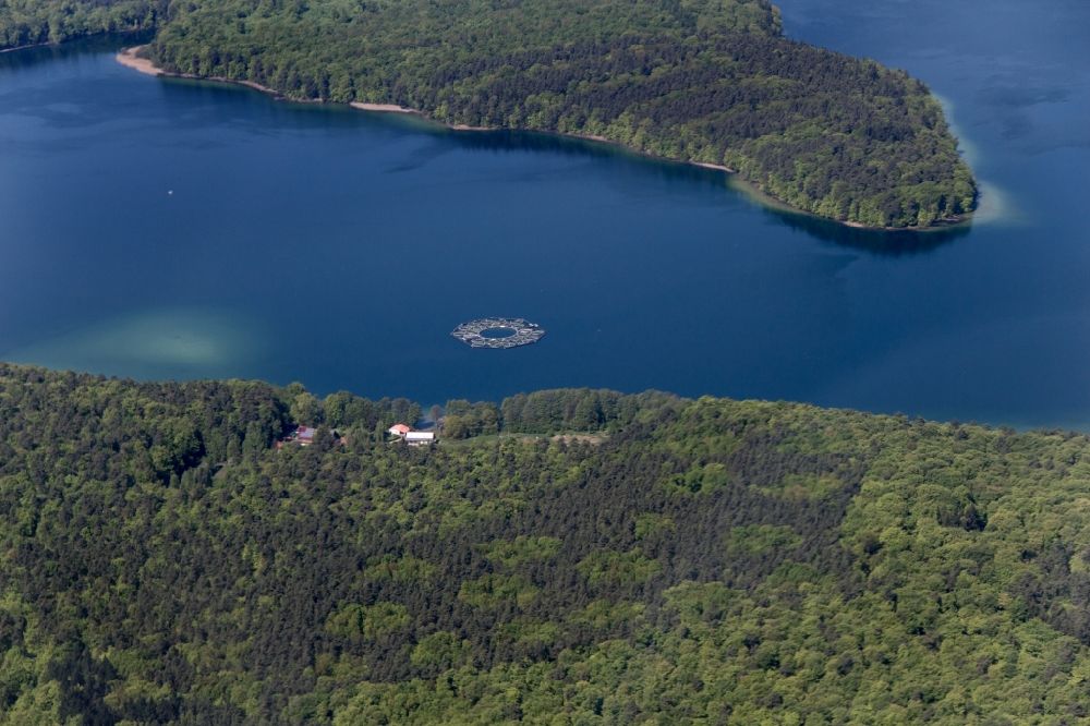 Aerial photograph Stechlin - See laboratory on the water surface of the Stechlinsee in the state of Brandenburg