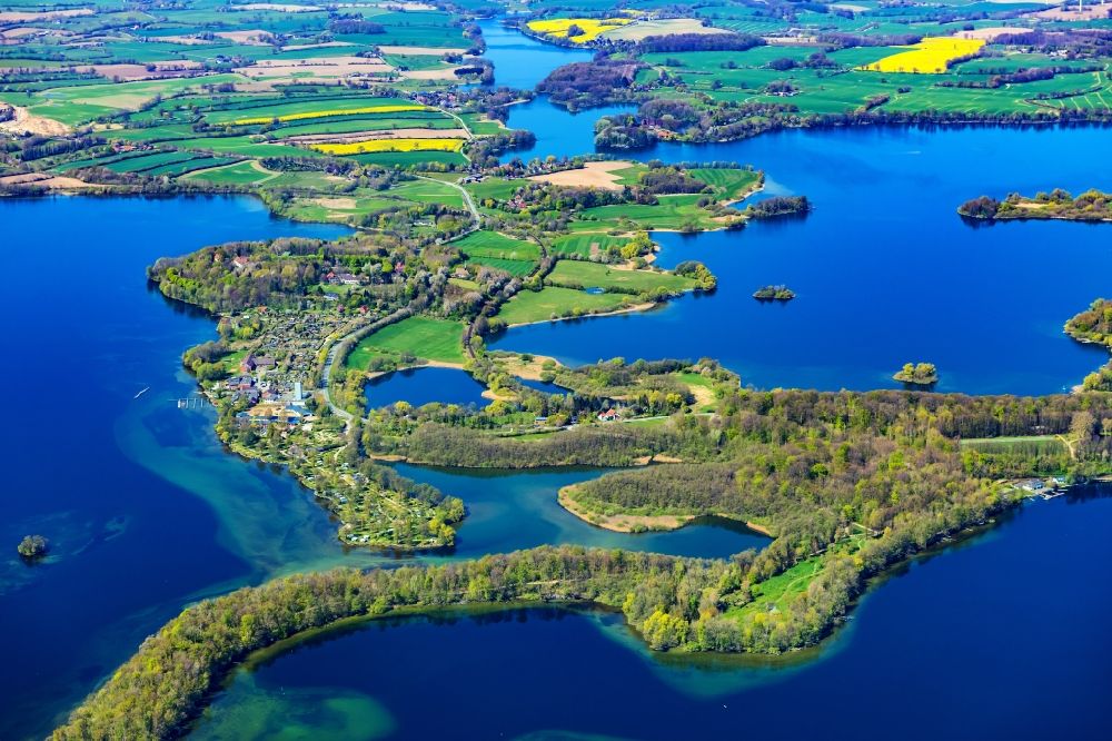 Aerial image Plön - Lakes chain and riparian areas of the Ploen lakes district Koppelsberg in Ploen in the state Schleswig-Holstein