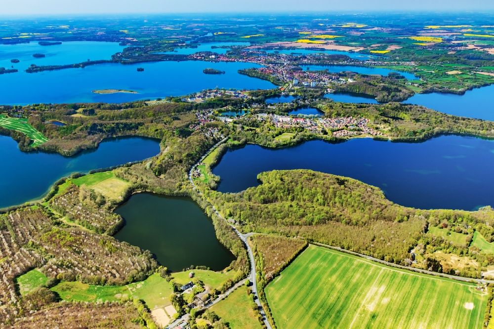 Plön from above - Lakes chain and bank areas of the Ploener lakes in Ploen in the federal state Schleswig-Holstein