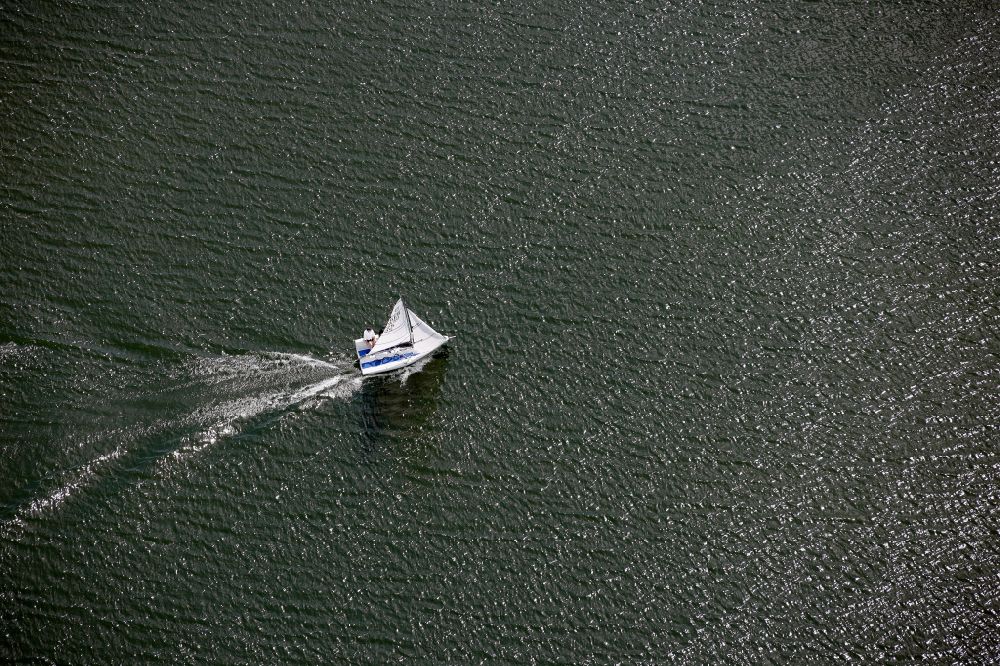 Aerial photograph Ludorf - View of a sailboat near Ludorf in the state Mecklenburg-West Pomerania