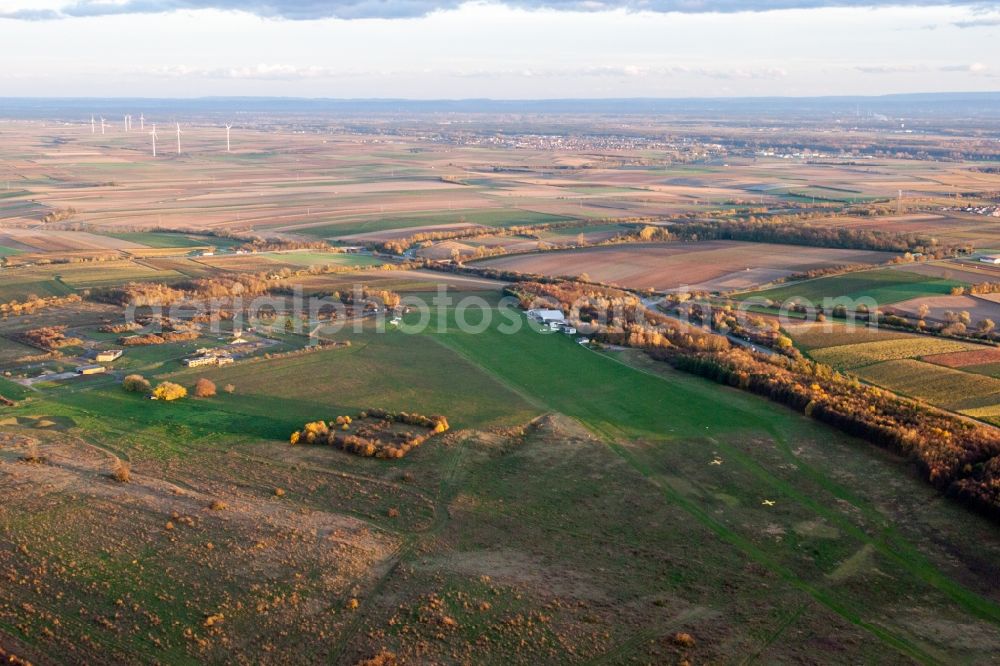 Aerial image Landau in der Pfalz - Gliding field on the airfield of DJK / Aeroclub Landau-Ebenberg in Landau in der Pfalz in the state Rhineland-Palatinate, Germany