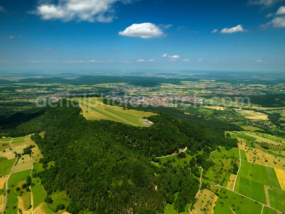Mössingen from the bird's eye view: Gliding field on the airfield of on Farrenberg in Moessingen in the state Baden-Wurttemberg, Germany