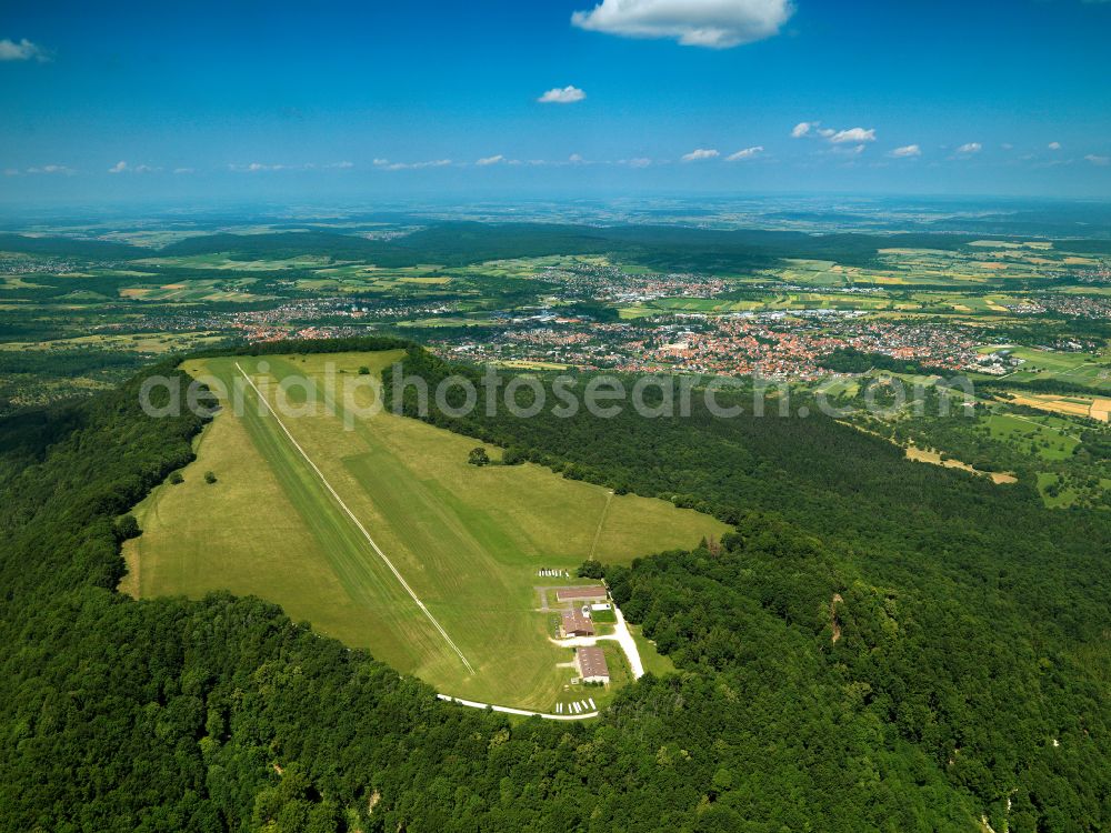 Aerial image Mössingen - Gliding field on the airfield of on Farrenberg in Moessingen in the state Baden-Wurttemberg, Germany