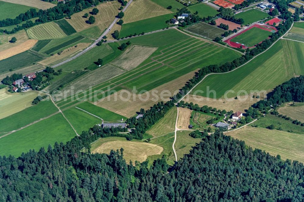 Kirchzarten from the bird's eye view: Gliding field on the airfield of Kirchzarten in Kirchzarten in the state Baden-Wurttemberg, Germany