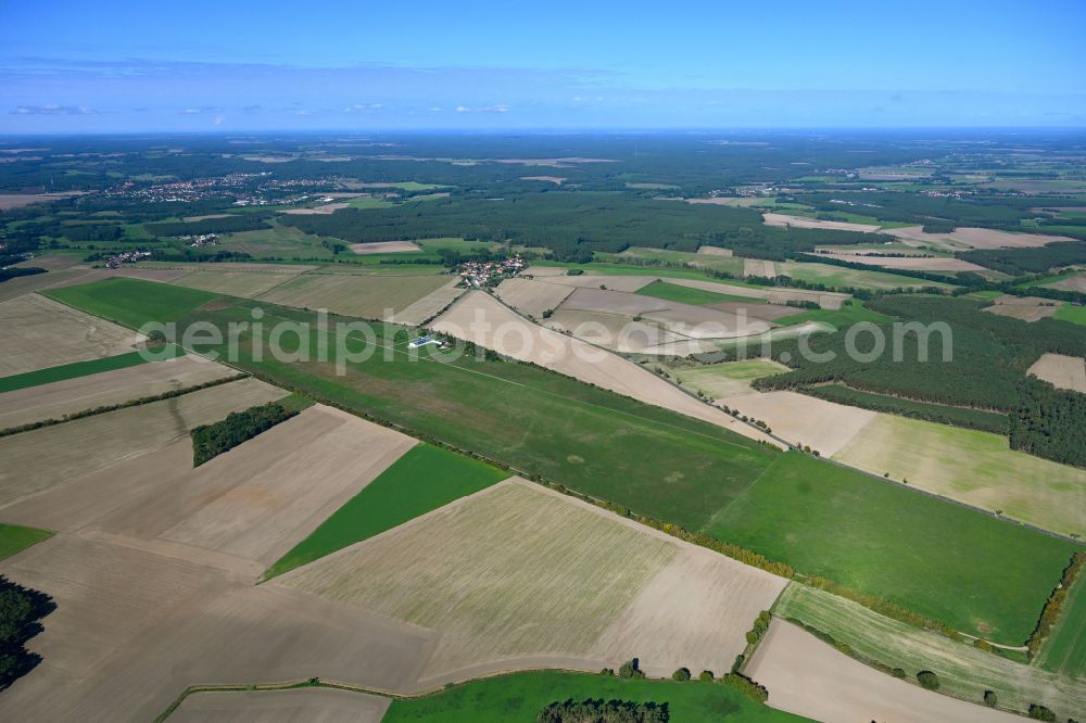 Lüsse from the bird's eye view: Gliding field on the airfield of in Luesse in the state Brandenburg, Germany