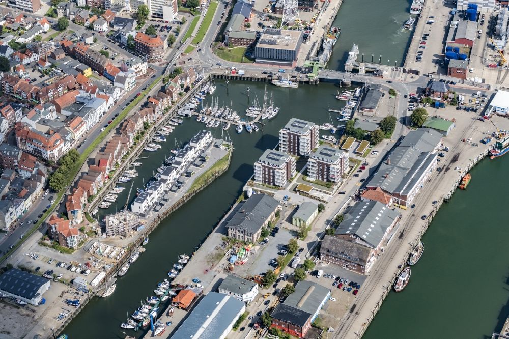 Cuxhaven from above - Sailhabour City-Marina Cuxhaven Yachthafen in the harbor in Cuxhaven in the state Lower Saxony, Germany