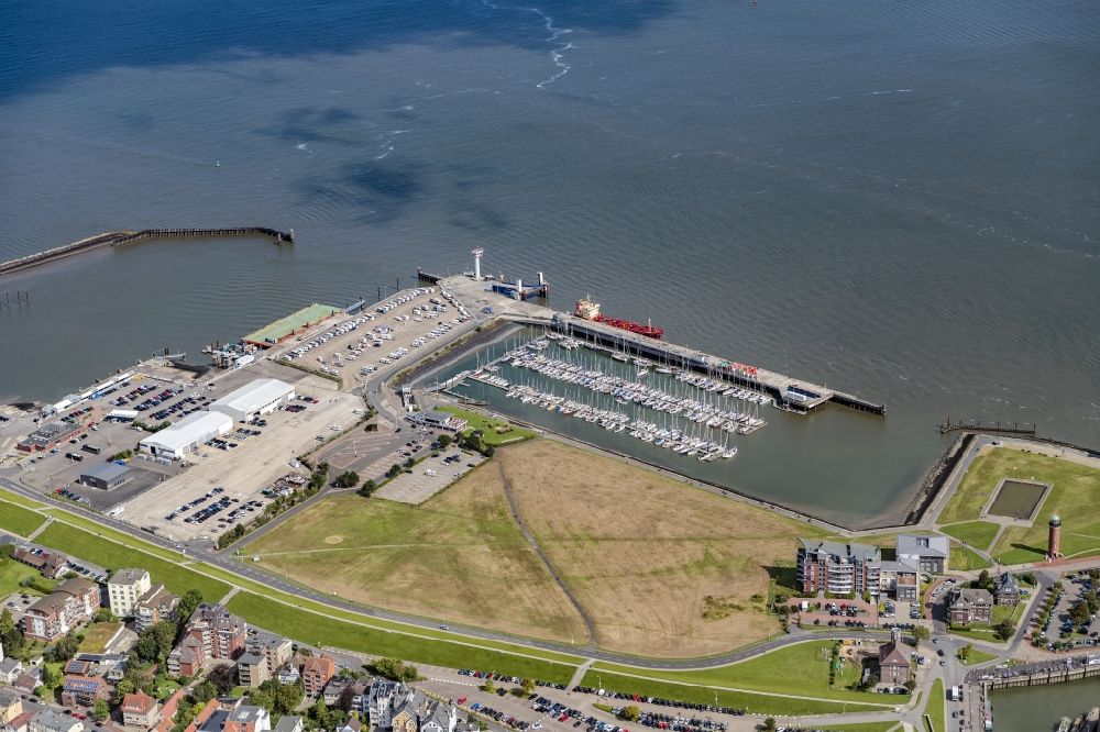 Aerial image Cuxhaven - Sailhabour Segler-Vereinigung Cuxhaven e. V. in the harbor in Cuxhaven in the state Lower Saxony, Germany