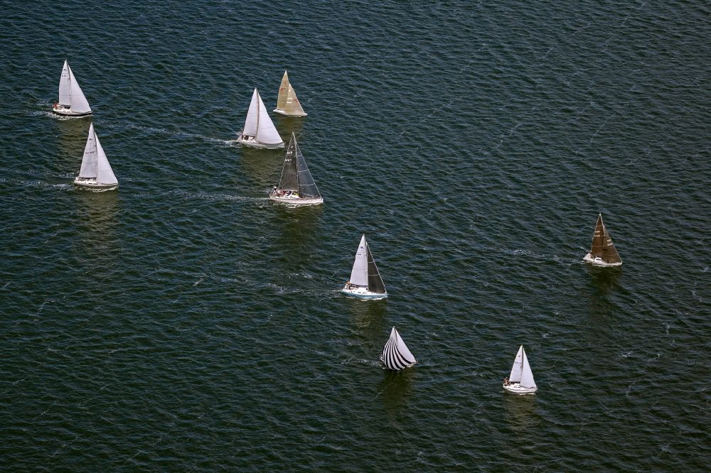 Dorsten from the bird's eye view: View of sailing regatta near Middelhagen on the island Ruegen in Mecklenburg-West Pomerania