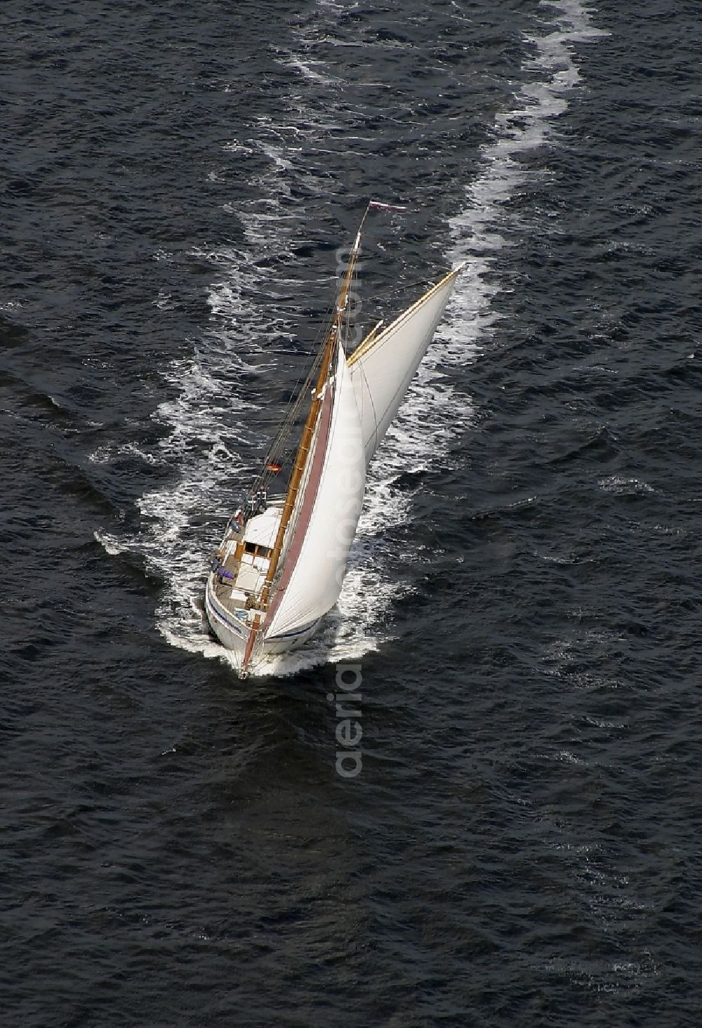 Aerial photograph Flensburger Förde - Sailboat under way in Flensburg Fjord in Schleswig-Holstein