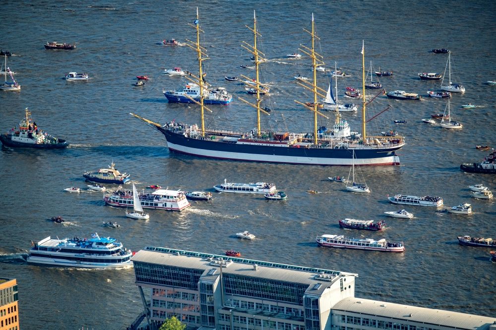Aerial photograph Hamburg - Sailing ship and four-masted barque a