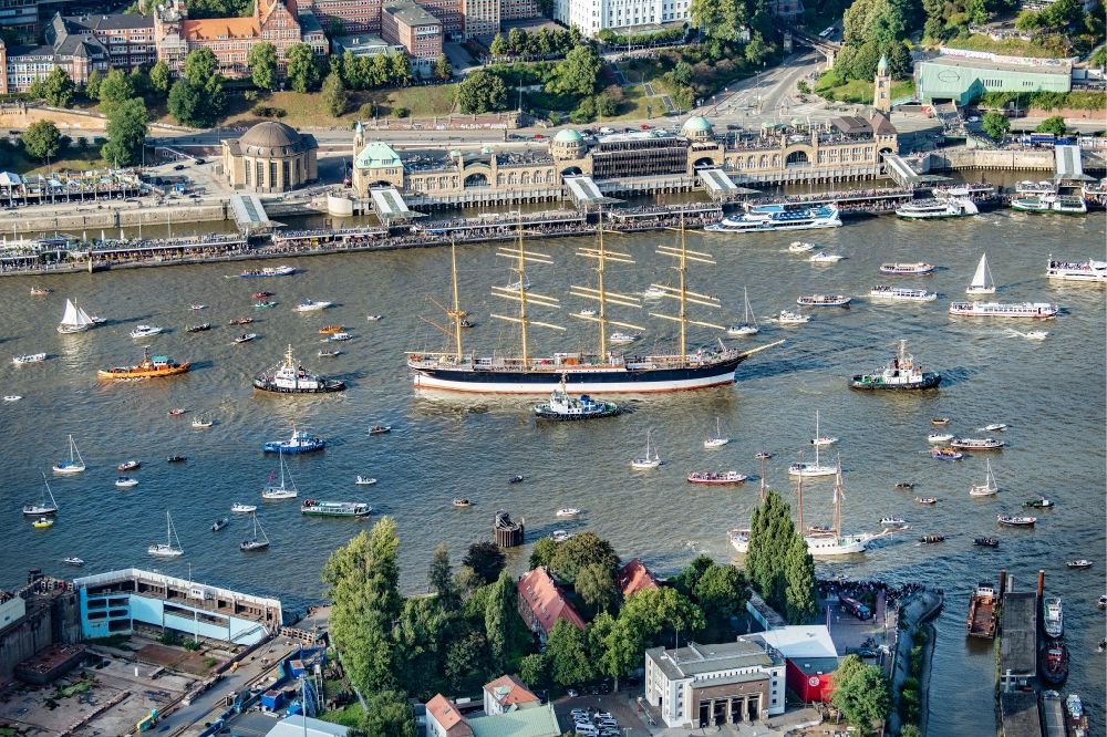 Aerial image Hamburg - Sailing ship and four-masted barque a