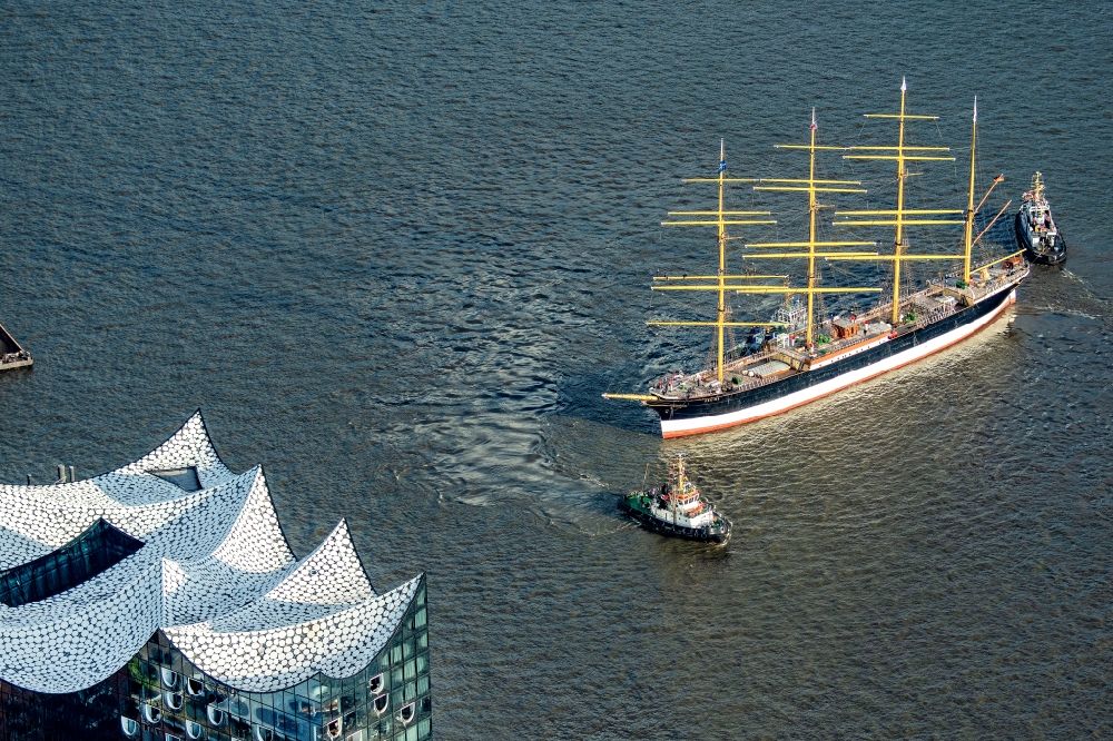 Aerial photograph Hamburg - Sailing ship and four-masted barque a