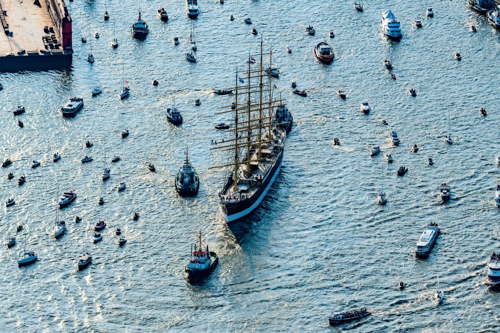 Aerial image Hamburg - Sailing ship and four-masted barque a
