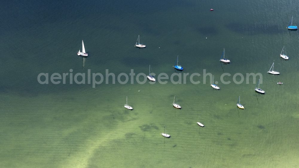Aerial image Inning am Ammersee - Sailboats in the harbor in Inning am Ammersee in the state Bavaria, Germany