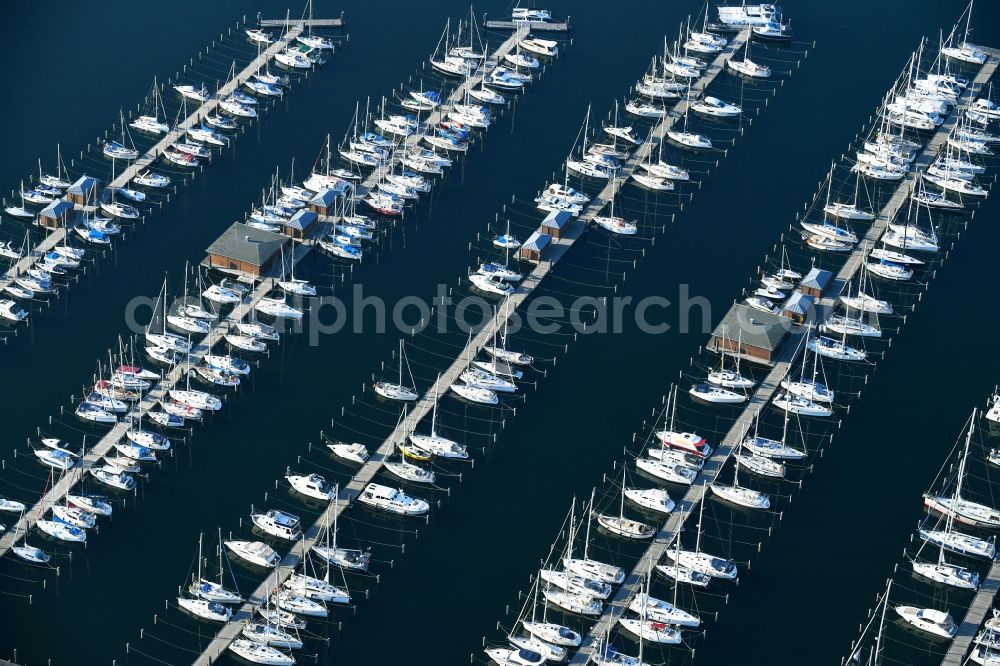 Rostock from the bird's eye view: Sailing ships in the harbour Hohe Duene in Warnemuende in the federal state Mecklenburg-West Pomerania, Germany