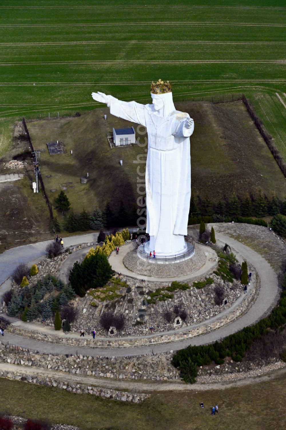 Aerial photograph Swiebodzin - Schwiebus - Tourist attraction and sightseeing Christ the King Statue on street Sulechowska in Swiebodzin - Schwiebus in Lubuskie Lebus, Poland