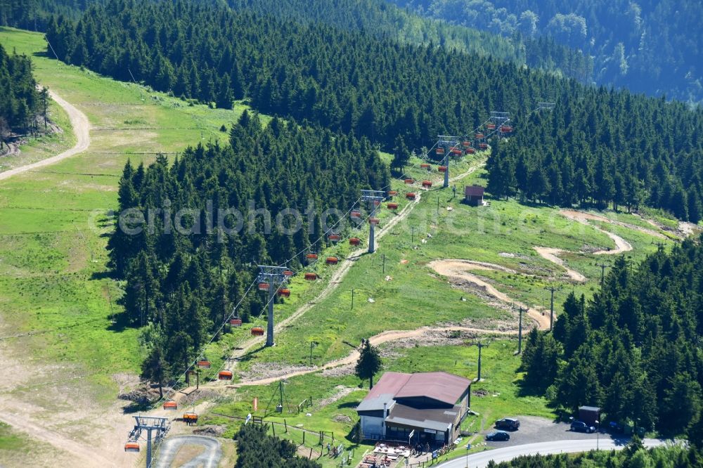 Aerial image Jachymov - Sankt Joachimsthal - Leisure Centre with lift on Amusement Park Trail Park on Klinovec in Jachymov - Sankt Joachimsthal in Cechy - Boehmen, Czech Republic