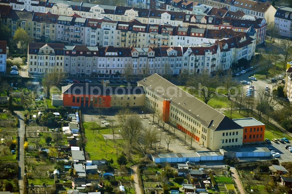 Dessau from above - School building of the secondary school Am Schillerpark in Dessau in the state Saxony-Anhalt, Germany