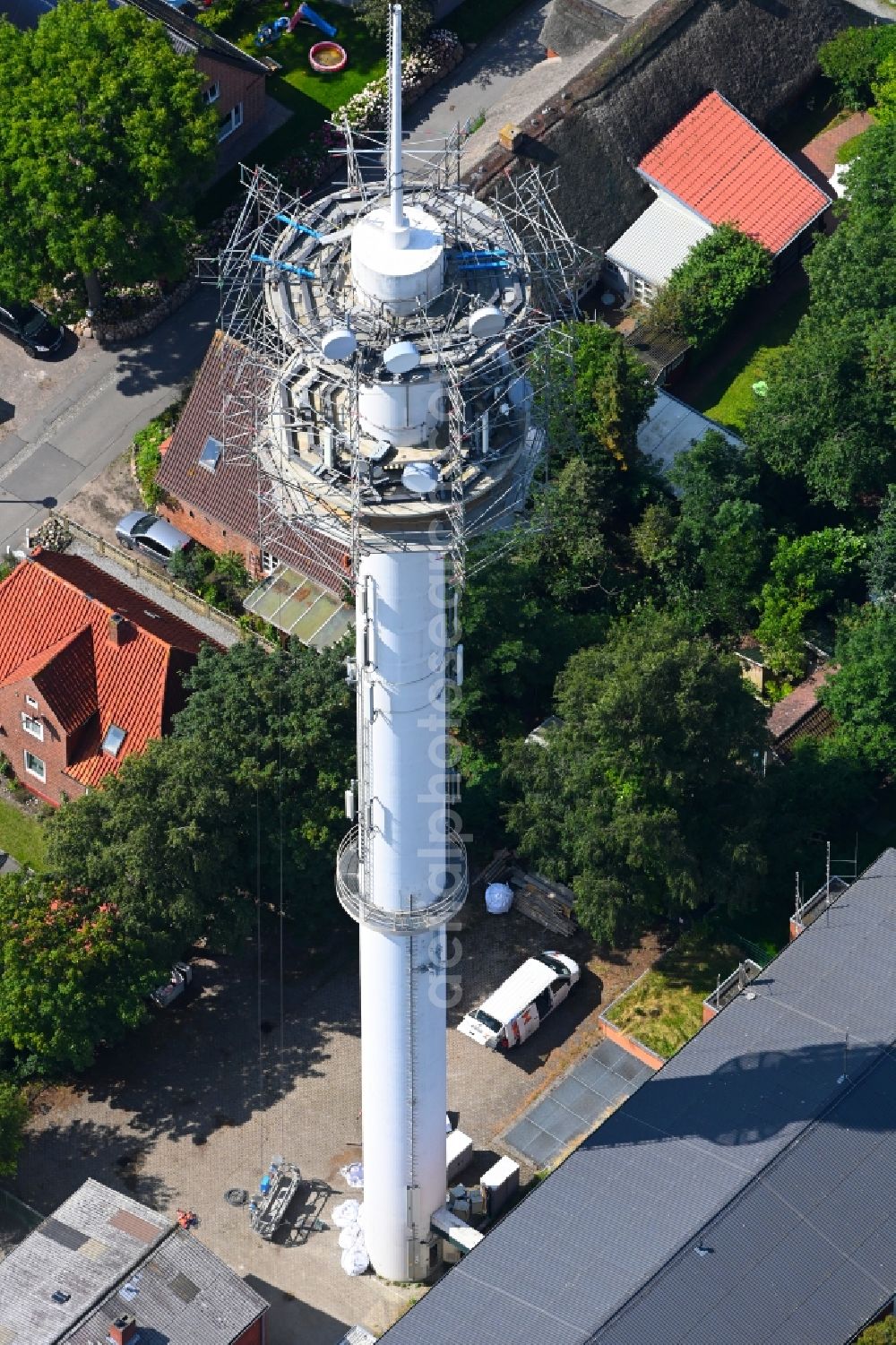 Aerial image Niebüll - Transmission system as basic network transmitter of Telecom in Niebuell in the state Schleswig-Holstein, Germany