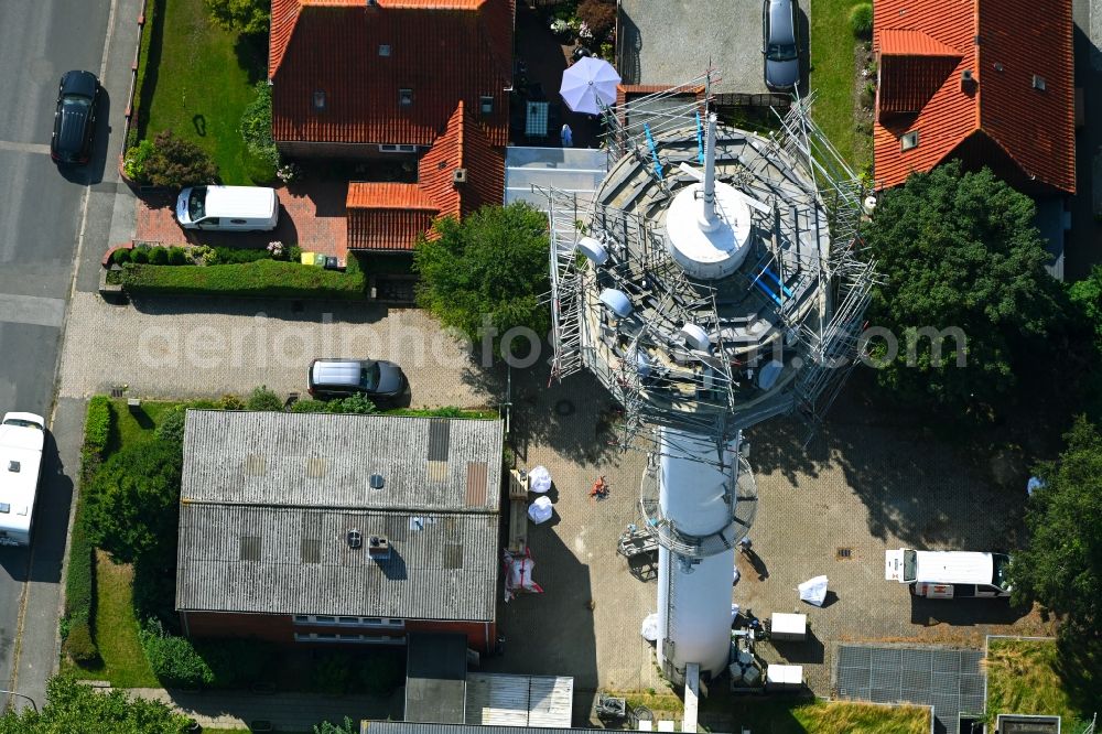 Niebüll from the bird's eye view: Transmission system as basic network transmitter of Telecom in Niebuell in the state Schleswig-Holstein, Germany