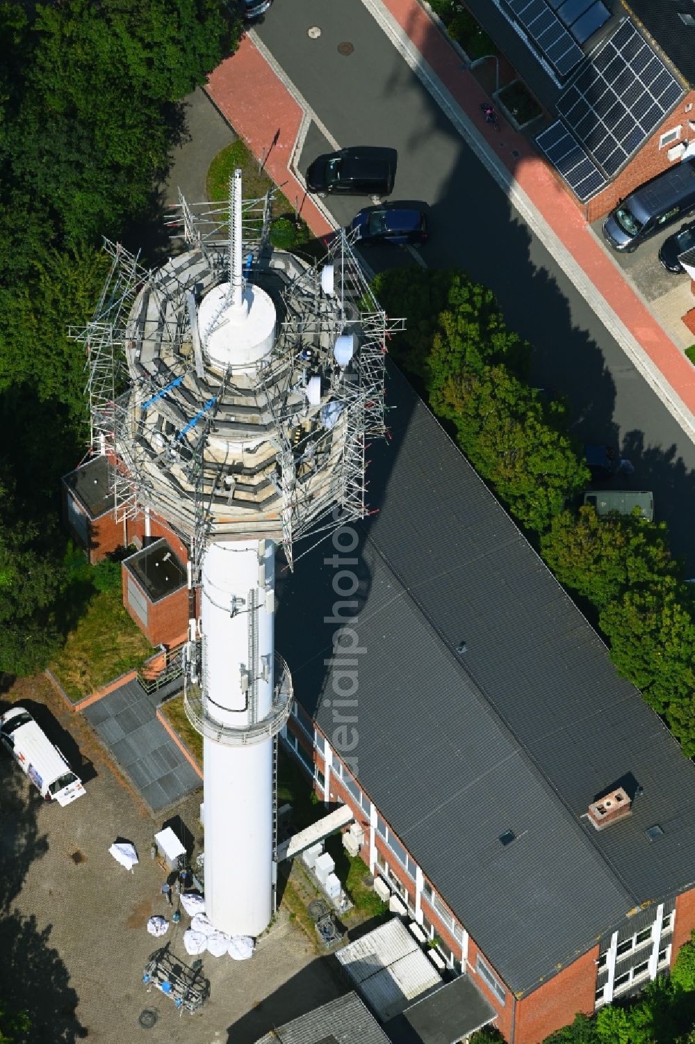 Aerial image Niebüll - Transmission system as basic network transmitter of Telecom in Niebuell in the state Schleswig-Holstein, Germany