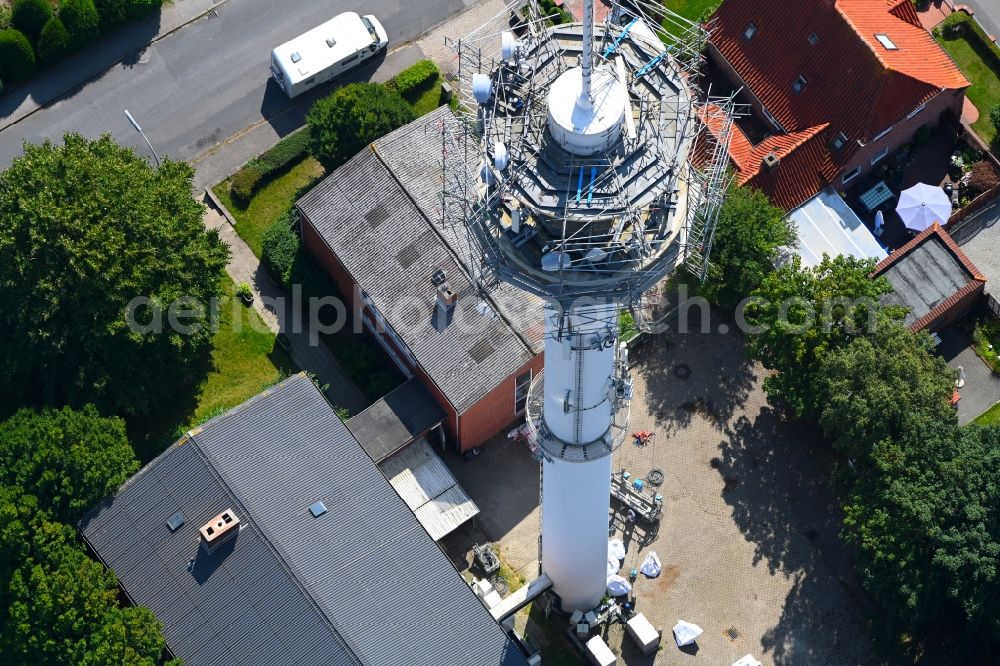 Niebüll from the bird's eye view: Transmission system as basic network transmitter of Telecom in Niebuell in the state Schleswig-Holstein, Germany