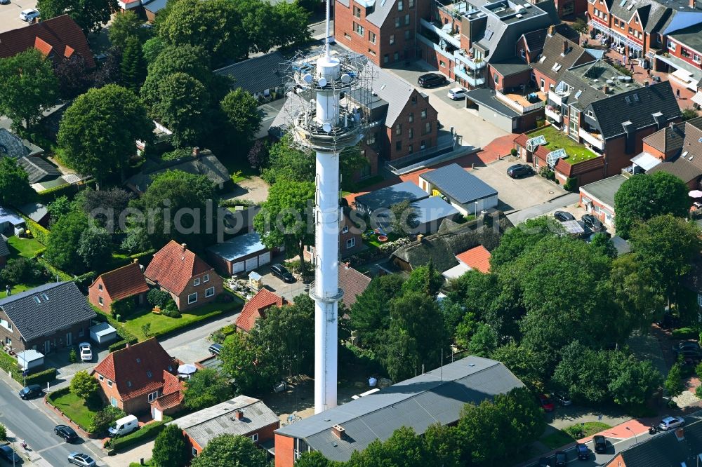 Aerial photograph Niebüll - Transmission system as basic network transmitter of Telecom in Niebuell in the state Schleswig-Holstein, Germany