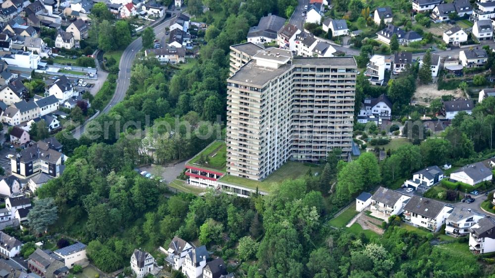 Vallendar from above - Retirement home of the Residenz Humboldthoehe gGmbH in Vallendar in the state Rhineland-Palatinate, Germany