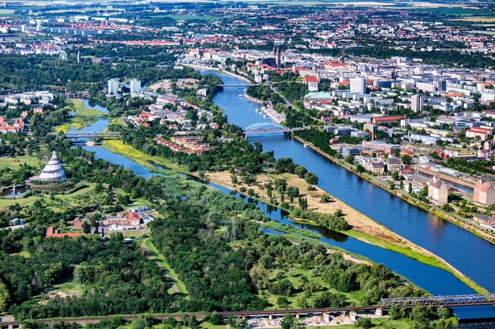 Aerial photograph Magdeburg - The district in the district Alte Neustadt in Magdeburg in the state Saxony-Anhalt, Germany