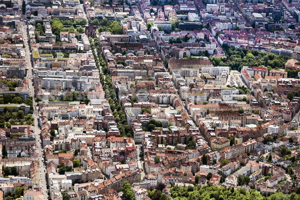 Aerial photograph Stuttgart - The district in the district Feuerbach-Mitte in Stuttgart in the state Baden-Wuerttemberg, Germany