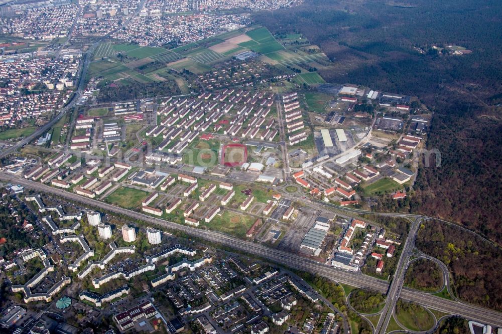 Aerial image Mannheim - Settlement area in the district Kaefertal in Mannheim in the state Baden-Wuerttemberg, Germany