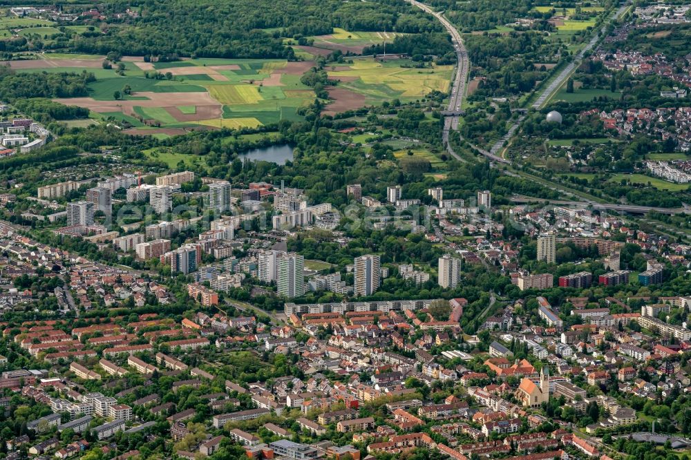 Weingarten from above - The district Ortsteil Landwasser and in Weingarten in the state Baden-Wuerttemberg, Germany