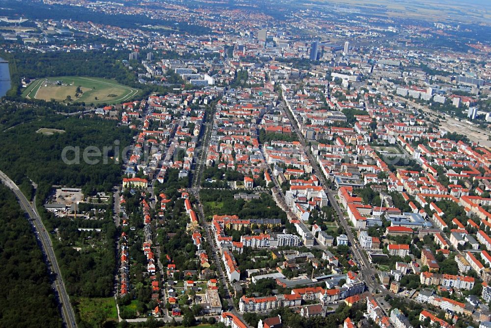 Aerial image Leipzig - The district in the district Suedvorstadt in Leipzig in the state Saxony, Germany