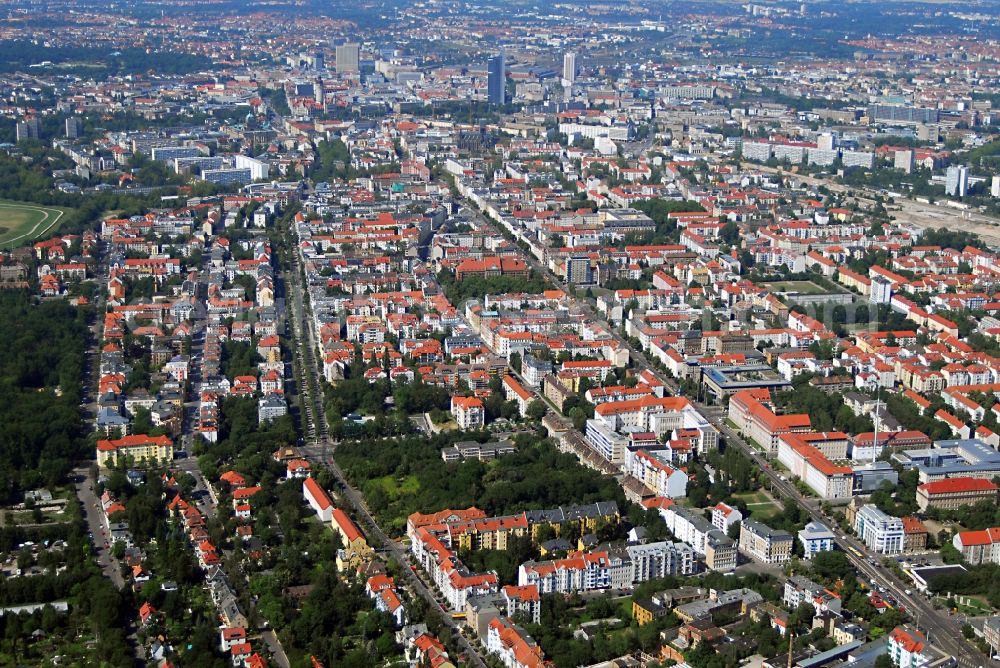 Leipzig from above - The district in the district Suedvorstadt in Leipzig in the state Saxony, Germany
