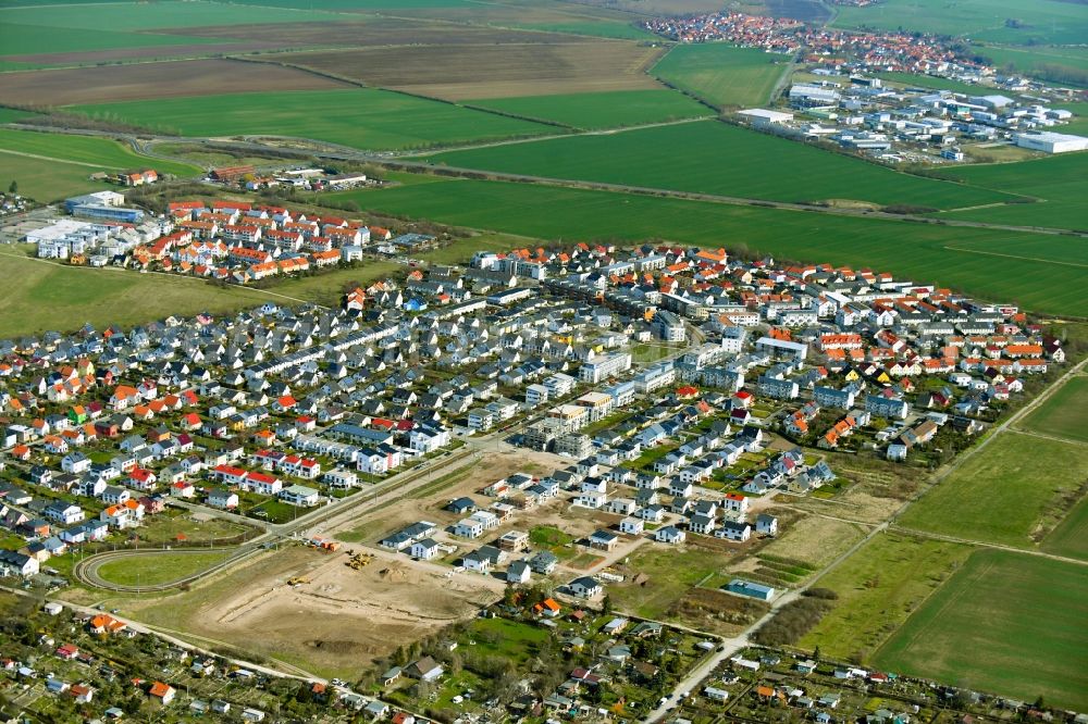 Erfurt from above - Settlement area and infrastructure Ringelberg-Siedlung in the district Kriegervorstadt in Erfurt in the state Thuringia, Germany