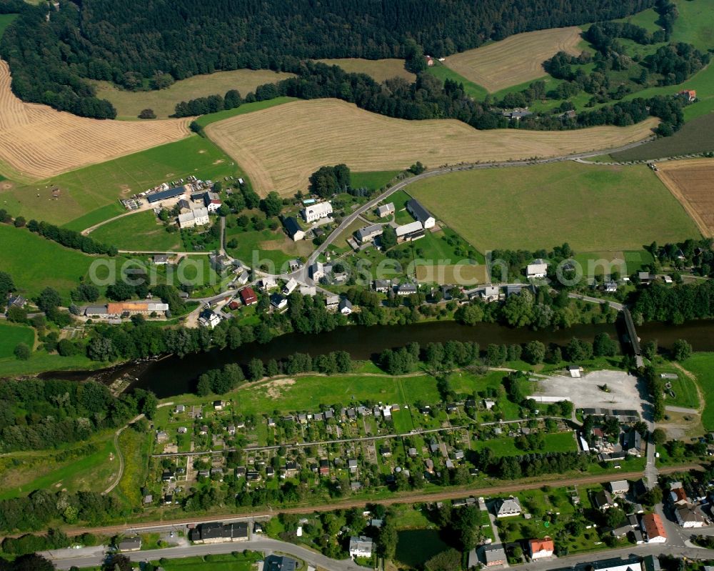Hohenfichte from the bird's eye view: The district at soccer-field in Hohenfichte in the state Saxony, Germany