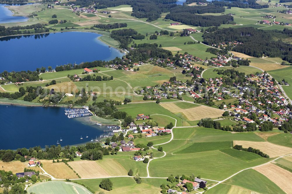 Aerial image Breitbrunn am Chiemsee - The district Wolfsberg in Breitbrunn am Chiemsee in the state Bavaria, Germany