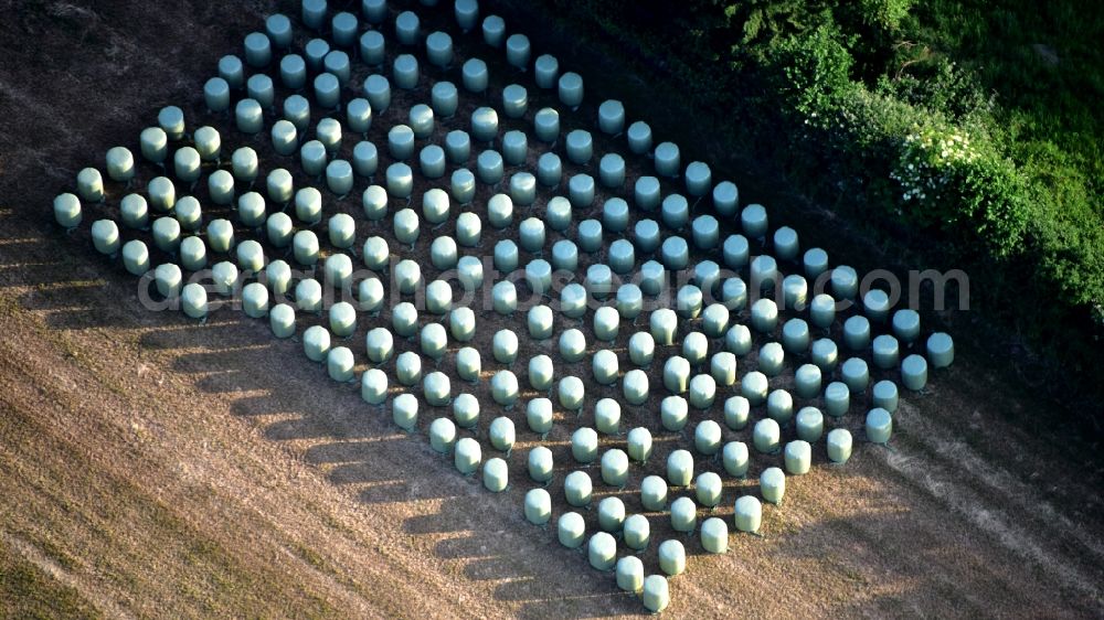 Aerial photograph Königswinter - Silage bales in the state North Rhine-Westphalia, Germany