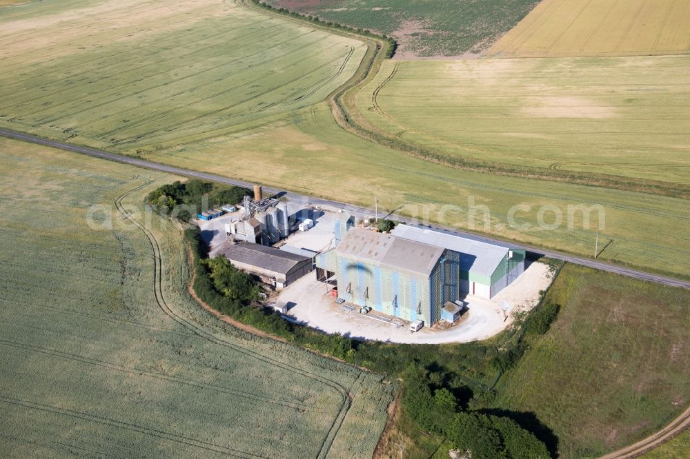 Aerial image Talcy - High silo and grain storage with adjacent storage Agri Negoce in Talcy in Centre-Val de Loire, France