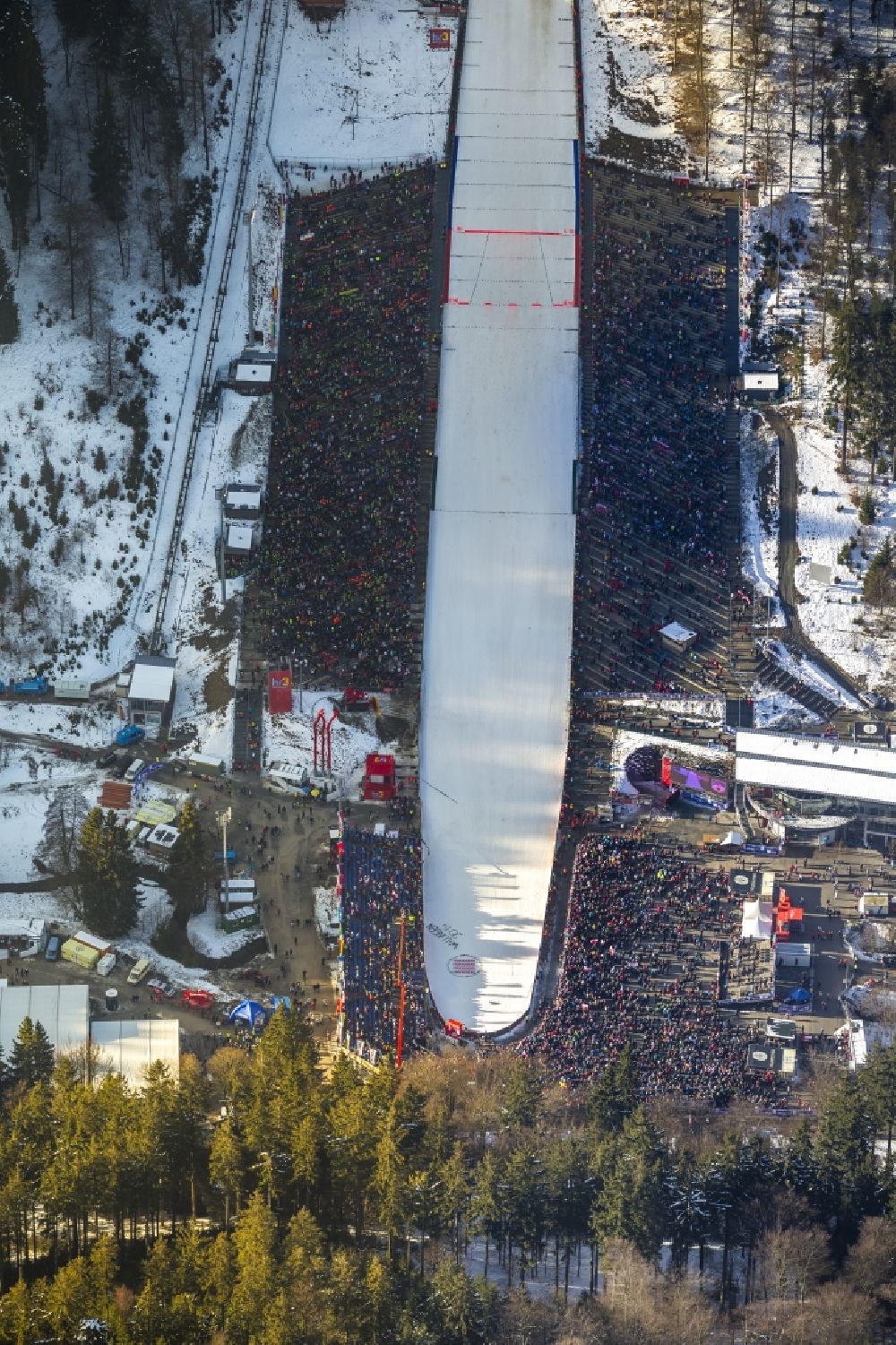 Aerial image Willingen - Ski jumping at the World Ski Cup in Willingen 2014 in Willingen ( Upland ) in Hesse - Germany