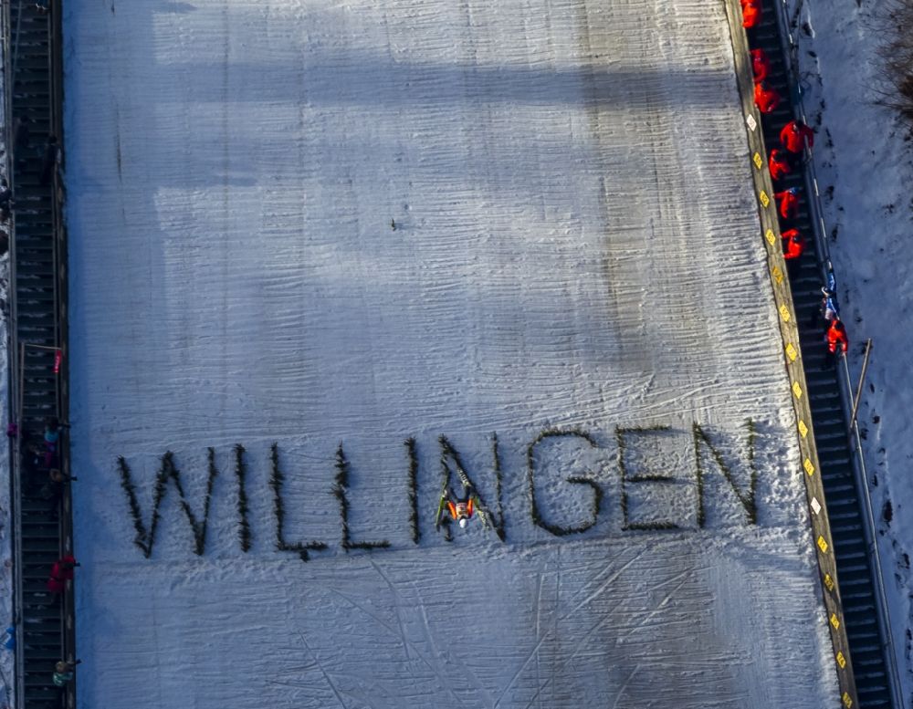 Aerial photograph Willingen - Ski jumping at the World Ski Cup in Willingen 2014 in Willingen ( Upland ) in Hesse - Germany