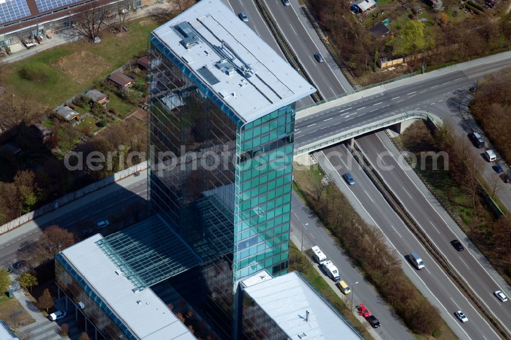 Aerial photograph München - Administration building of the company of OSRAM GmbH on Marcel-Breuer-Strasse in the district Schwabing-Freimann in Munich in the state Bavaria, Germany