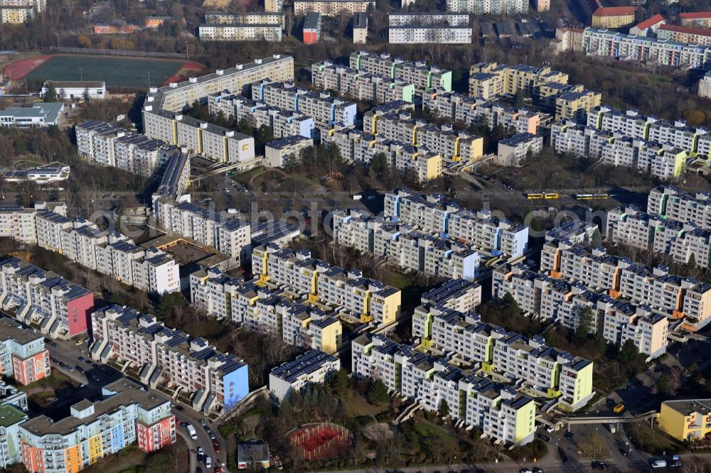 Berlin from the bird's eye view: View of a solar residential area in the district Neukoelln in Berlin