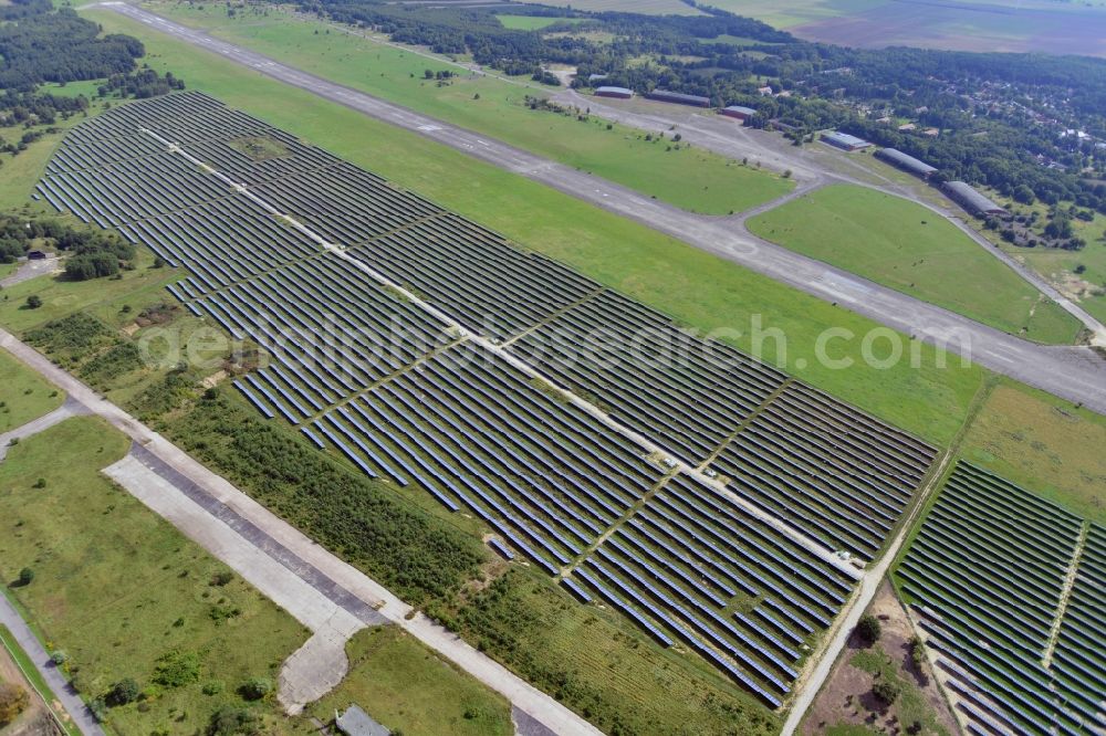 Aerial image Werneuchen - Construction preparation for the Solar Park / photovoltaic system Werneuchen