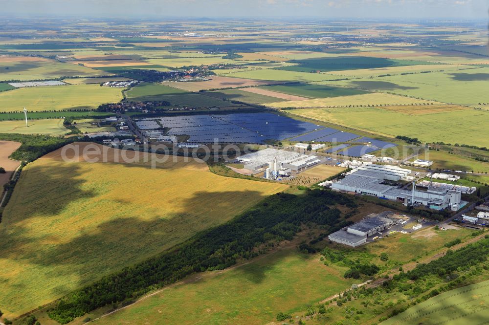 Aerial image Delitzsch - Solar power plant and photovoltaic systems in the district Wiedemar in Delitzsch in the state Saxony, Germany