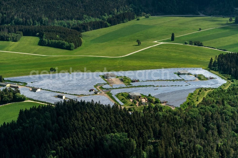 Dürbheim from the bird's eye view: Solar power plant and photovoltaic systems in Duerbheim in the state Baden-Wuerttemberg, Germany