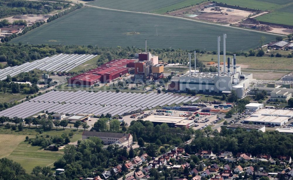 Erfurt from above - Solar power plant and photovoltaic systems and cogeneration plant along the Stotternheimer Strasse in the district Hohenwinden in Erfurt in the state Thuringia, Germany
