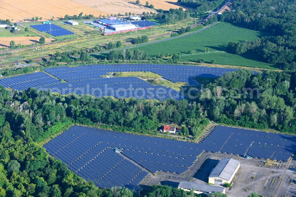 Aerial photograph Falkenberg/Elster - Solar power plant and photovoltaic systems in Falkenberg/Elster in the state Brandenburg, Germany