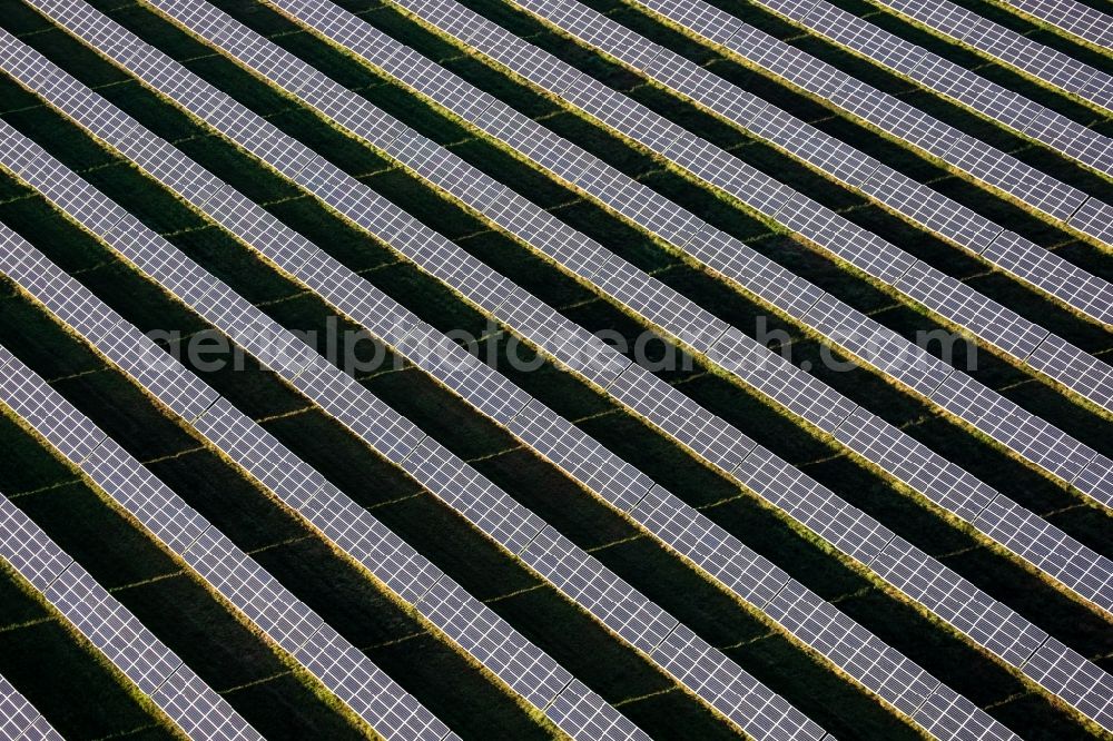 Finowfurt from the bird's eye view: Solar power plant and photovoltaic systems on the airfield in Finowfurt in the state Brandenburg, Germany